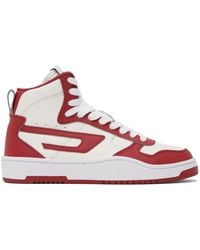 DIESEL - White & Red S-ukiyo V2 Mid Sneakers - Lyst