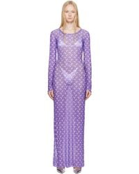 Marine Serre - Moon Printed Mesh Panelled Maxi Dress - Lyst