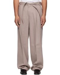 HUGO - Taupe Fashion-Fit Front Pleat Belt Detail Trousers - Lyst