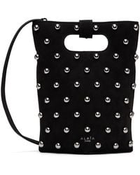 Alaïa - Black Small Folded Studded Nubuck Leather Tote - Lyst