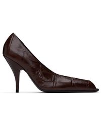 Acne Studios - Chaussures À Talon Brunes En Cuir À Bout Ouvert - Lyst