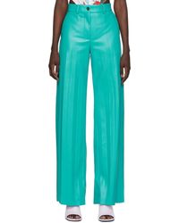 MSGM - Pleated Faux-leather Pants - Lyst