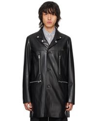Undercover - Manteau noir en cuir synthétique à poches à glissière - Lyst
