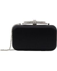 Mach & Mach - Pochette Noire En Satin À Boucle Étagée - Lyst