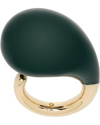 Bottega Veneta - Gold & Green Drop Ring - Lyst