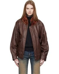 R13 - Shearling Collar Flight Leather Jacket - Lyst