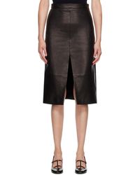 Khaite - Brown 'the Fraser' Leather Midi Skirt - Lyst