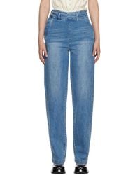 ShuShu/Tong - Ssense Exclusive Blue Double Layer Jeans - Lyst