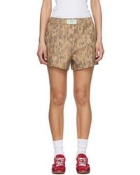 Ganni - Tan Printed Stretch Cotton Elasticated Boxer Shorts - Lyst