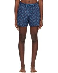 Lacoste - Navy Printed Swim Shorts - Lyst