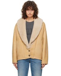 Golden Goose - Tan Shawl Collar Shearling Jacket - Lyst