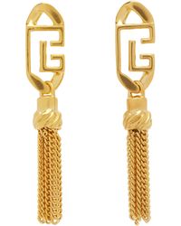 Balmain - Boucles D'Oreilles Sync En Laiton À Pendentif À Logo Pb - Lyst
