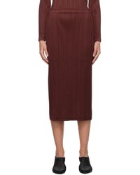 Pleats Please Issey Miyake - Burgundy Monthly Colors October Maxi Skirt - Lyst