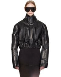 Rick Owens - Tower Collared Mac Leather Bomber Jacket - Lyst