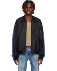 MM6 by Maison Martin Margiela - Blouson Aviateur De Sport Noir À Panneau En Denim - Lyst