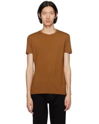 Zegna - T-shirt brun à col ras du cou - Lyst