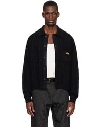 Versace - Mixed-Stitch Wool Knit Cardigan - Lyst