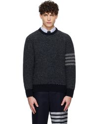 Thom Browne - Thom E Donegal Mohair 4-bar Crew Neck Sweater - Lyst