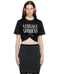 Versace - Black 'goddess' Safety Pin T-shirt - Lyst