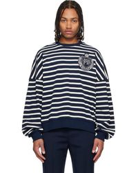 Balmain - Cotton College Emblem Breton Stripes Sweatshirt - Lyst