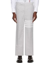 Thom Browne - Thom e pantalon blanc et gris à quatre rayures - Lyst