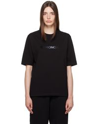 Moncler - T-shirt noir à logo floqué - Lyst