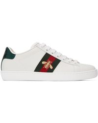 Gucci New Ace Bee Embroidered Sneakers - White