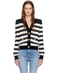 Balmain - &ホワイト ボーダー カーディガン - Lyst