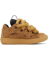 Lanvin - Tan Curb Leather With Snake Laces Sneakers - Lyst