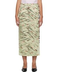 Ganni - Off- & Shibori Organza Printed Stretch Satin Maxi Skirt - Lyst