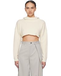 MM6 by Maison Martin Margiela - Off-white Cropped Hoodie - Lyst