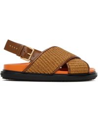 Marni - Brown & Orange Fussbett Criss-cross Sandals - Lyst
