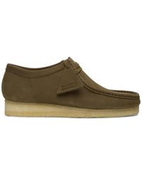 Clarks Mocassins en nubuck kaki Wallabee - Vert
