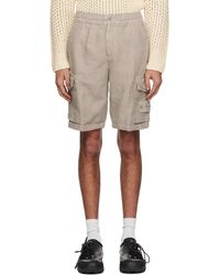 Stone Island - グレー Diagonal リネン カーゴショートパンツ - Lyst