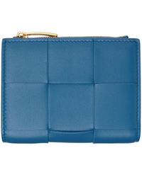 Bottega Veneta - ブルー スモール Cassette 二つ折り財布 - Lyst