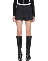 Alexander Wang - Short Noir À Taille Haute Élastique À Logos - Lyst