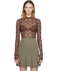 Marine Serre - Haut À Manches Longues Brun À Motif Moonogram Floqué Exclusif À Ssense - Lyst