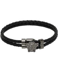 Versace - Bracelet noir en cuir à méduse - Lyst