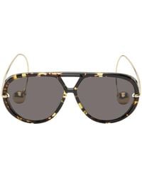 Bottega Veneta - Lunettes De Soleil Aviateur Noires À Manchons En Forme De Goutte - Lyst