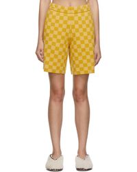Bode Duotone Checkerboard Shorts - Yellow