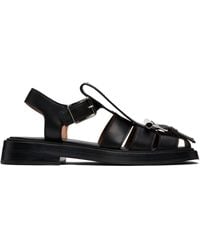 McQueen - Sandales Noires À Brides Et À Boucle En T - Lyst