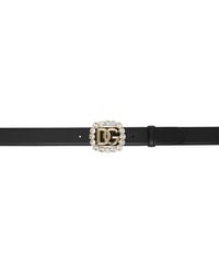 Dolce & Gabbana - Ceinture noire à ferrure à logo en verre taillé - Lyst