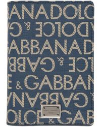 Dolce & Gabbana - Dolce&gabbana Blue Coated Jacquard Passport Holder - Lyst
