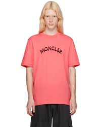 Moncler - T-shirt rose à logo imprimé - Lyst