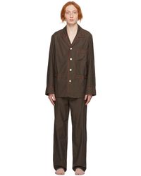 Isaia Cotton Herringbone Pyjama Set - Multicolour