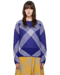 Burberry - Blue Check Sweater - Lyst