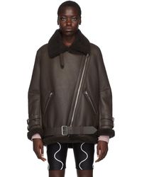 Acne Studios Ssense Exclusive Brown Velocite Suede Shearling Jacket