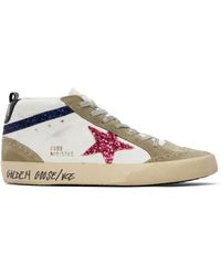 Golden Goose - Taupe & White Mid Star Sneakers - Lyst