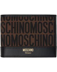 Moschino - Portefeuille brun à logos en tissu jacquard - Lyst