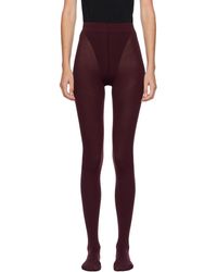 Alaïa - Burgundy Integrated Feet Tights - Lyst